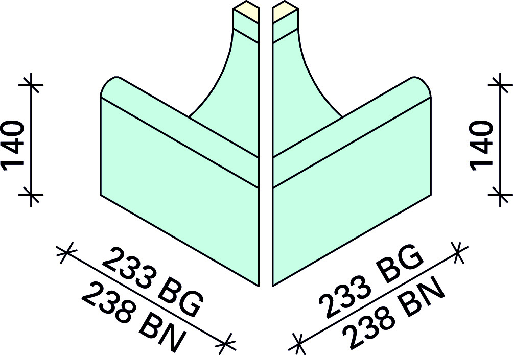 Угол внешний лотка Interbau 238x215x140, арт. 5107