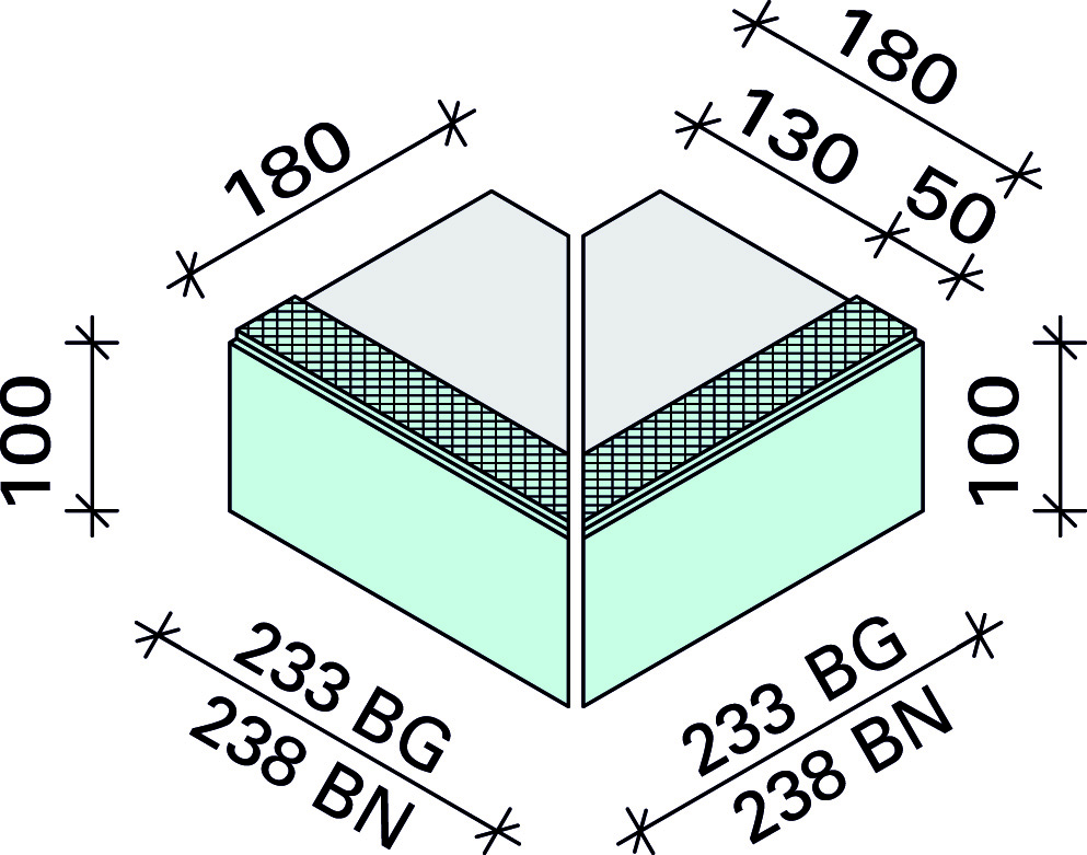 Угол внешний для обкладки Interbau 238x180x100, арт. 5407