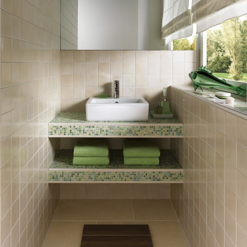 Керамическая мозаика Agrob Buchtal Kauri 12x12x6,5 мм, цвет aquagreen-mix glossy фото в интернет-магазине basspa