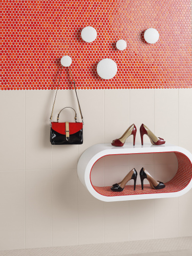 Керамическая мозаика Agrob Buchtal Loop 22,3x6,5 мм, цвет coral-red glossy фото в интернет-магазине basspa