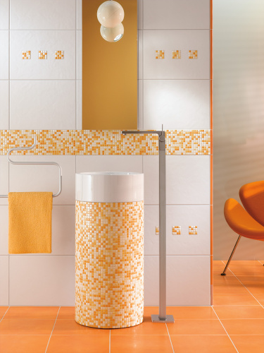 Керамическая мозаика Jasba Lavita 24x24x6,5 мм, цвет sunny-orange matt-glossy фото в интернет-магазине basspa