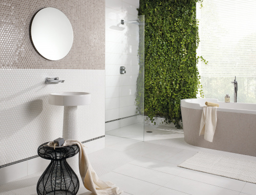 Керамическая мозаика Agrob Buchtal Loop 22,3x6,5 мм, цвет arctic white R10/B фото в интернет-магазине basspa