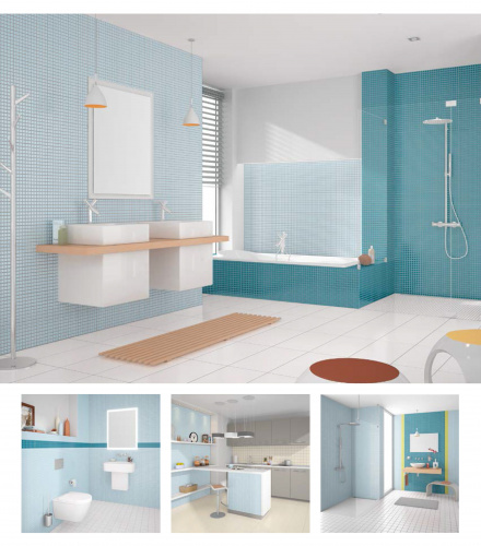 Керамическая мозаика Agrob Buchtal Plural 24x24x6,5 мм, цвет gentle-blue фото в интернет-магазине basspa