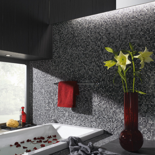 Керамическая мозаика Agrob Buchtal Kauri 12x12x6,5 мм, цвет rock grey-mix glossy фото в интернет-магазине basspa
